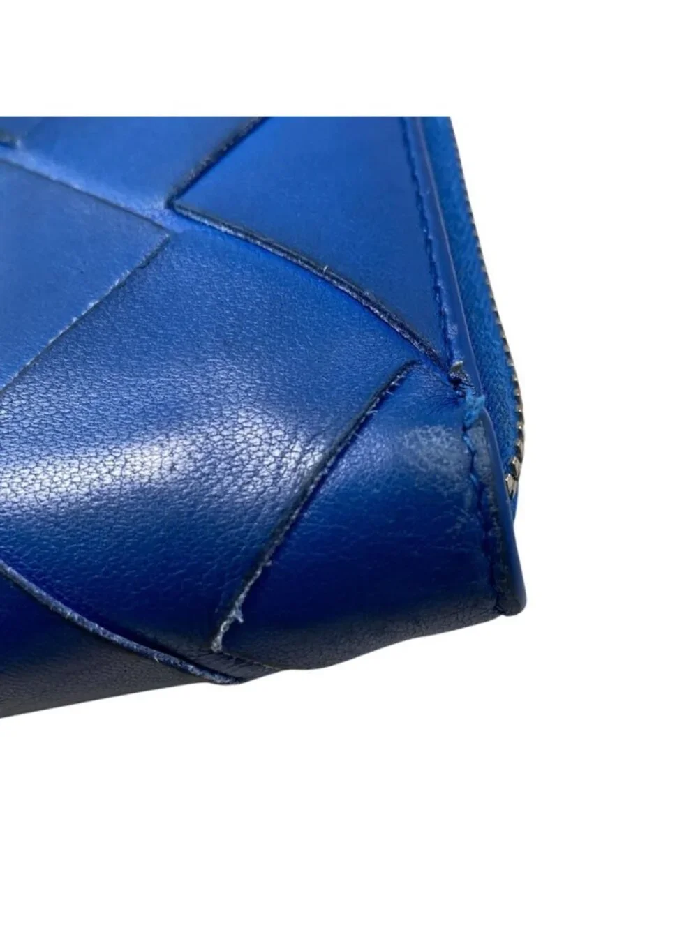 Bottega Veneta Wallet Maxi Intrecciato Cassette Zip Around Leather Blue